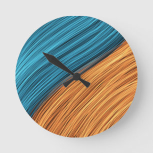 Vibrant Neon Light Strands of Blue and Orange Round Clock