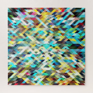 Vibrant Neon Mosaic: Abstract Background. Jigsaw Puzzle