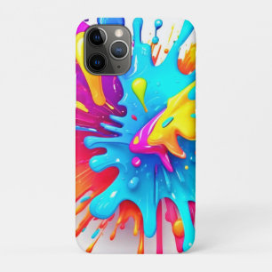 Vibrant Neon Paint Splash Art iPhone 11 Pro Case