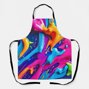 Vibrant Neon Paint Splatter Abstract Apron