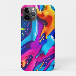 Vibrant Neon Paint Splatter Abstract iPhone 11 Pro Case