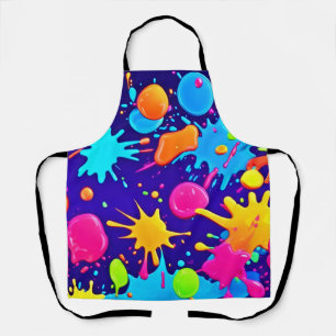 Vibrant Neon Paint Splatter Art Apron