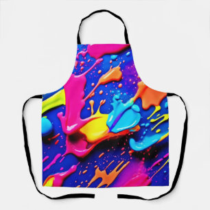 Vibrant Neon Paint Splatter Artwork Apron