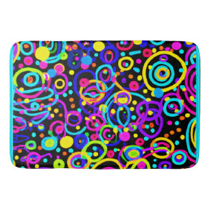 Vibrant Neon Pattern Art Design Bath Mat