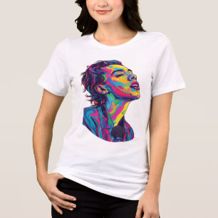 Vibrant Neon Pop Art Singer Graphic - Colourful Mu Tri-Blend Shirt