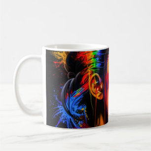 Vibrant Neon Portrait – Abstract Expressionist Art Coffee Mug