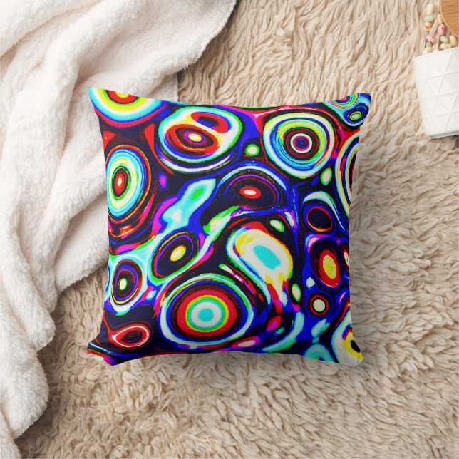 Vibrant Neon Pulse Pattern Cushion (Blanket)