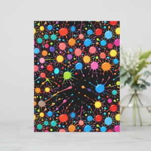Vibrant Neon Rainbow Paint Splatter Paper