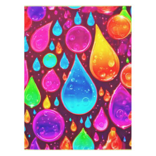 Vibrant Neon Raindrops Art Tablecloth