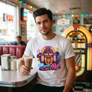 Vibrant Neon Rock 'n' Roll Jukebox Tri-Blend Shirt