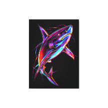 Vibrant Neon Shark Modern Digital Ocean