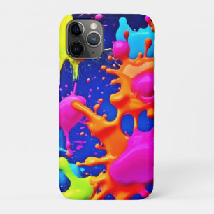 Vibrant Neon Splashes on Dark Canvas iPhone 11 Pro Case