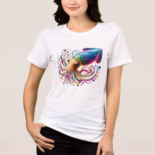 Vibrant Neon Squid – Glowing Colourful Deep Sea Cr Tri-Blend Shirt