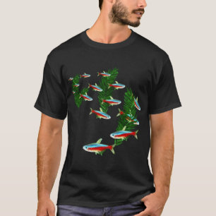 Vibrant Neon Tetra School Aquarium Nature Scene T-Shirt