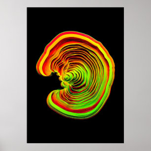 Vibrant Neon Thermal Topography Abstract 3D Poster