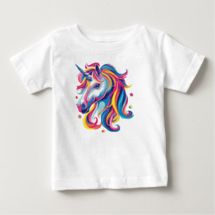 Vibrant Neon Unicorn Head T-Shirt   Fantasy Rainbo