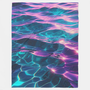 "Vibrant Neon Water Ripples" Fleece Blanket