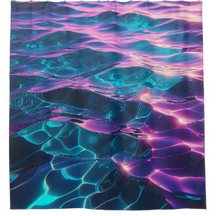 "Vibrant Neon Water Ripples" Shower Curtain