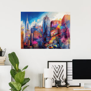 Vibrant New York City Colourful Skyline Art Poster