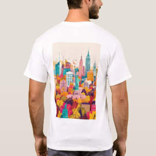 Vibrant New York City Skyline Flat Vector Art T-Sh T-Shirt
