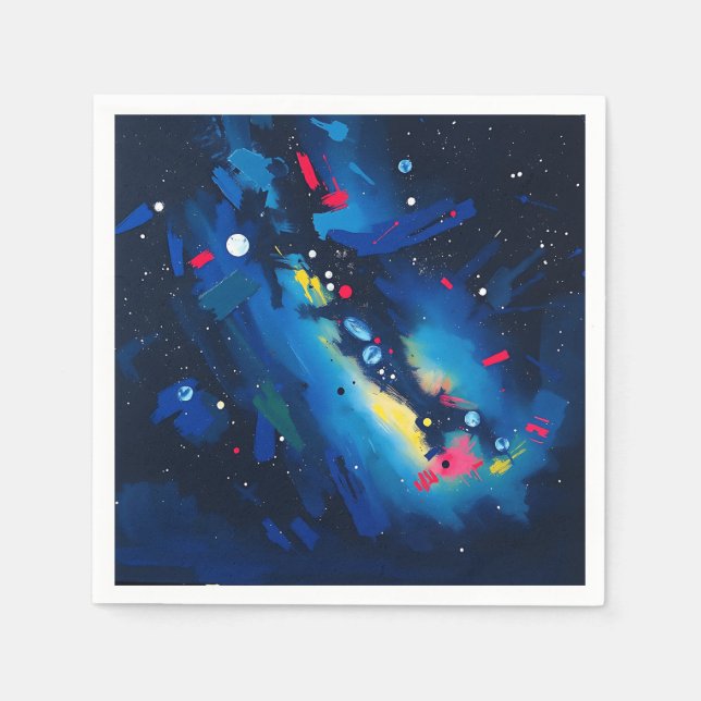 Vibrant Night Sky Abstract Napkin (Front)