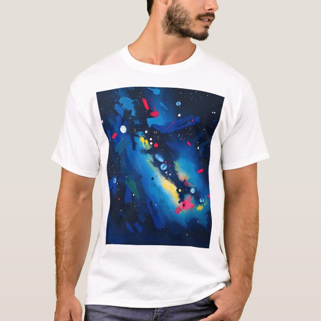 Vibrant Night Sky Abstract T-Shirt (Front)
