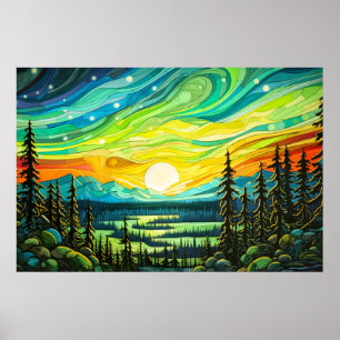 Vibrant Night Sky At Sunset Poster