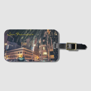 Vibrant Nighttime San Francisco with Palm Tree Luggage Tag