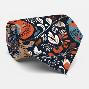 Vibrant Nordic Floral And Bird Pattern  Tie