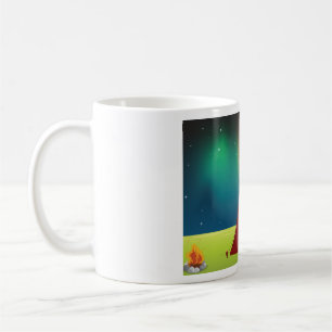 Vibrant Northern Lights Camping Tent Night Coffee Mug