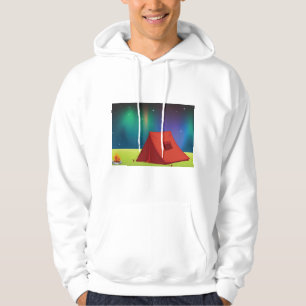 Vibrant Northern Lights Camping Tent Night Hoodie