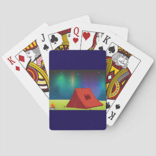 Vibrant Northern Lights Camping Tent Night Playing Cards