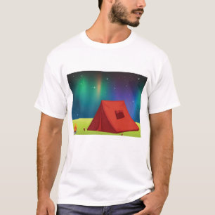 Vibrant Northern Lights Camping Tent Night T-Shirt