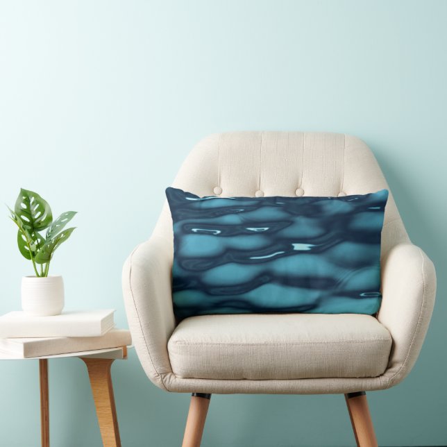 Vibrant Ocean Current Texture Lumbar Cushion (Chair)