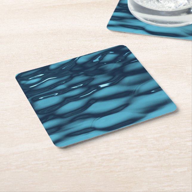 Vibrant Ocean Current Texture Square Paper Coaster (Angled)