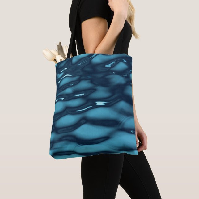 Vibrant Ocean Current Texture Tote Bag (Close Up)
