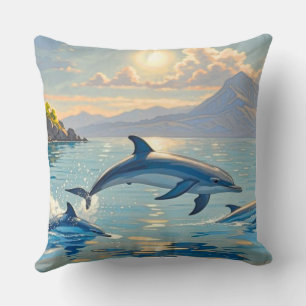 Vibrant Ocean Sunset Decorative Cushion