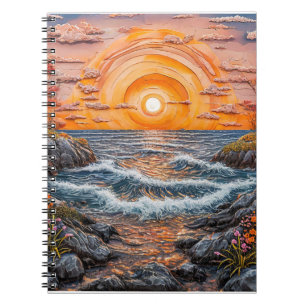 Vibrant Ocean Sunset Landscape Notebook
