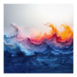 Vibrant Ocean Wave Resin Surge Glow Photo Print