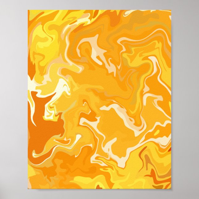 Vibrant Orange Abstract Flow Poster (Front)