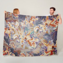 Vibrant Orange and Blue Abstract Floral Blanket