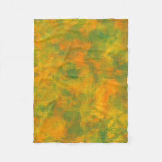 Vibrant Orange and Green Marbled Fleece Blanket