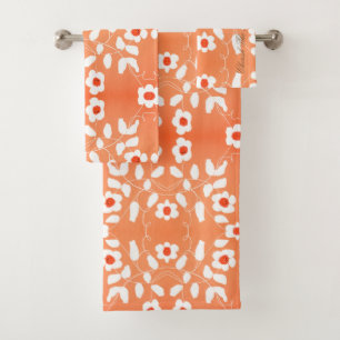 Vibrant Orange And Peach Bath Towel Set