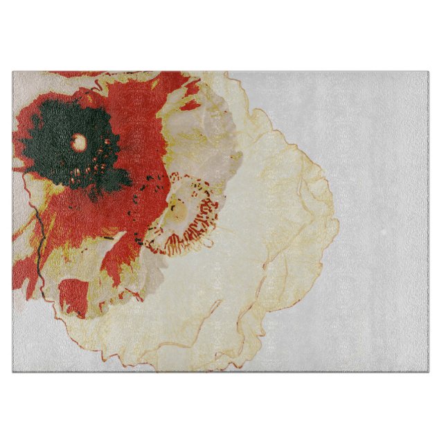 vibrant orange and white ranunculus cutting board (Front)