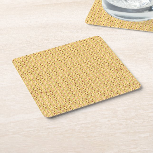 Vibrant Orange and Yellow Circle Background Square Paper Coaster (Angled)