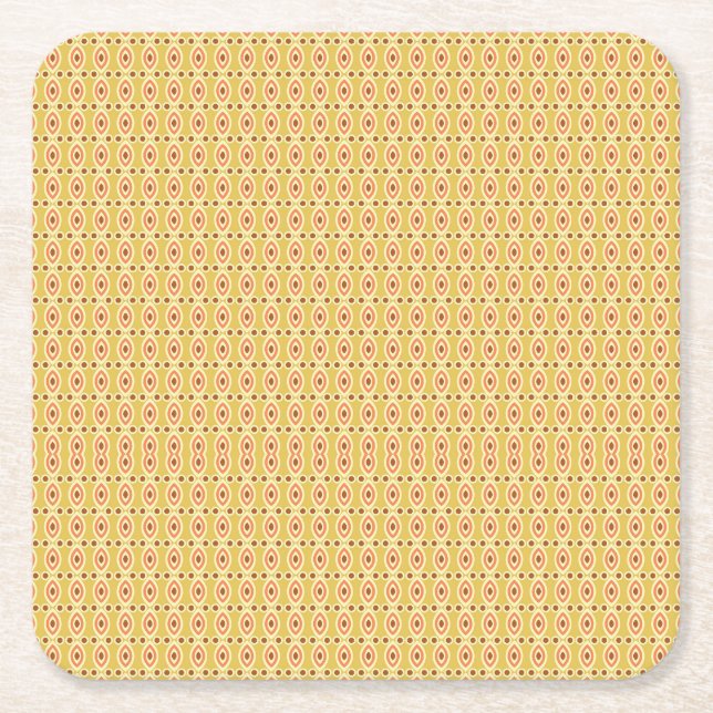 Vibrant Orange and Yellow Circle Background Square Paper Coaster (Front)
