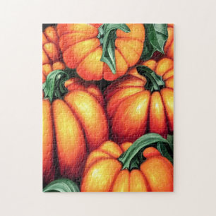 Vibrant Orange Autumn Pumpkin Harvest Jigsaw Puzzle