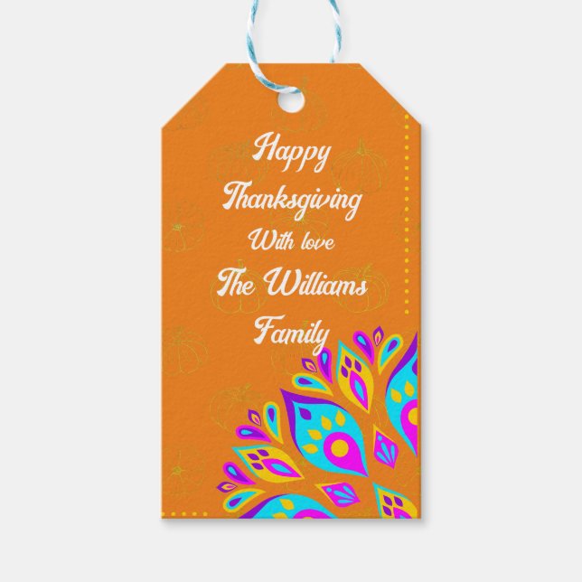 Vibrant orange background personalised Gift Tag (Front)