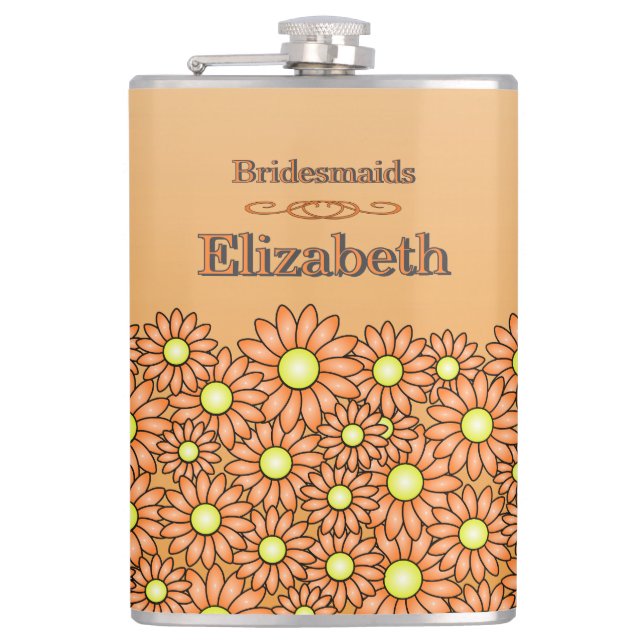 Vibrant Orange Bridesmaid Flask (Front)