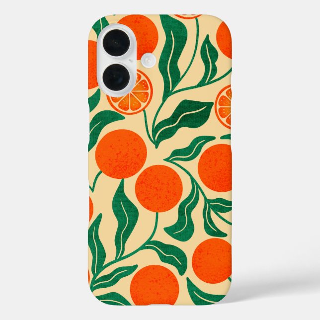 Vibrant Orange Citrus Botanical Pattern  Case-Mate iPhone Case (Back)